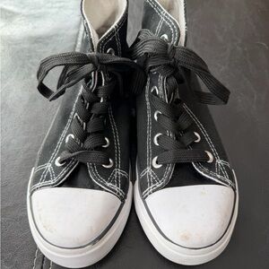 The Fashion Supply- Classic Black and White Girl’s High-Top Sneakers